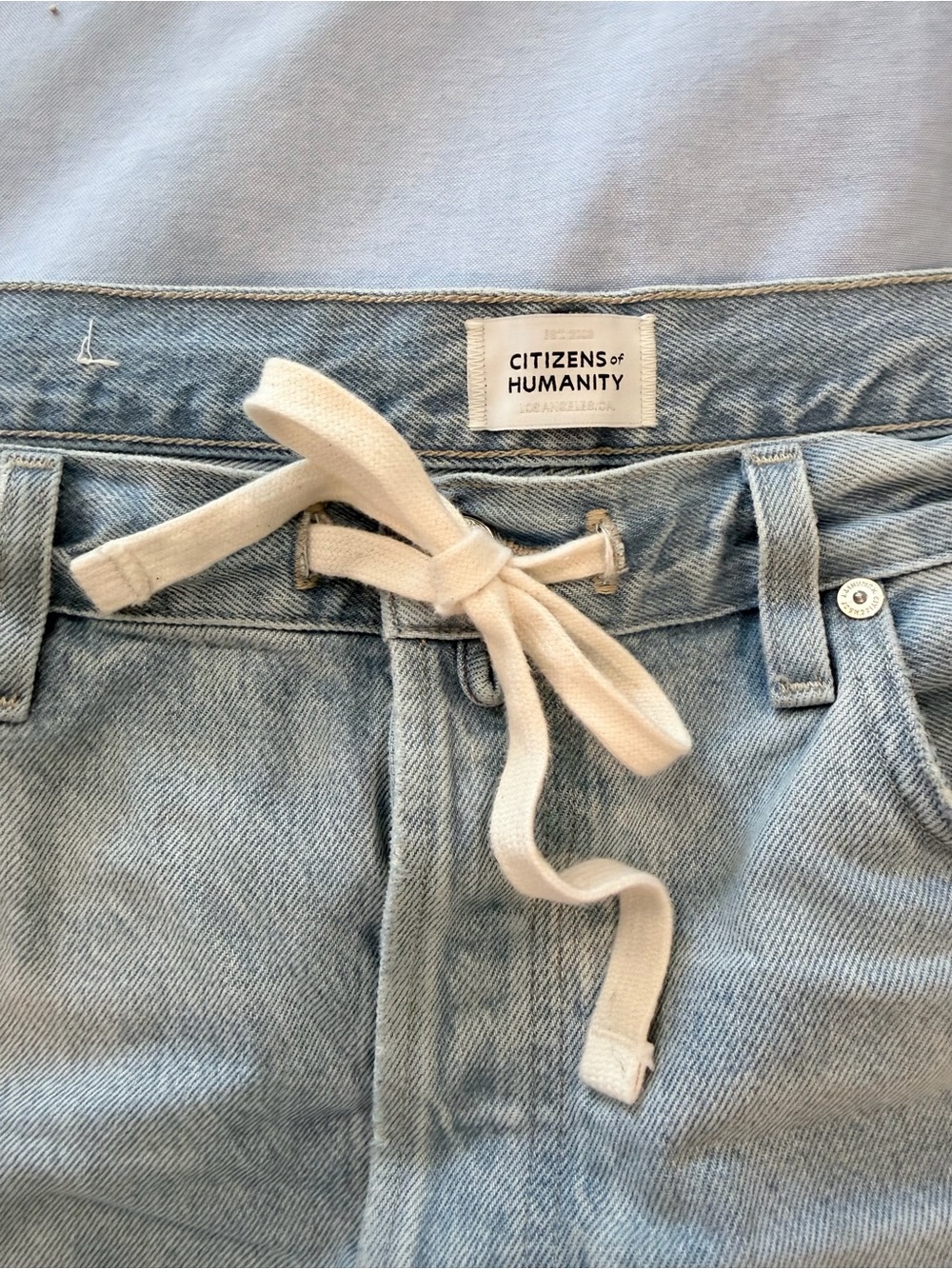 Citizens Of Humanity Brynn Light Blue Denim Jean Shorts with Drawstring - Picture 7 of 12